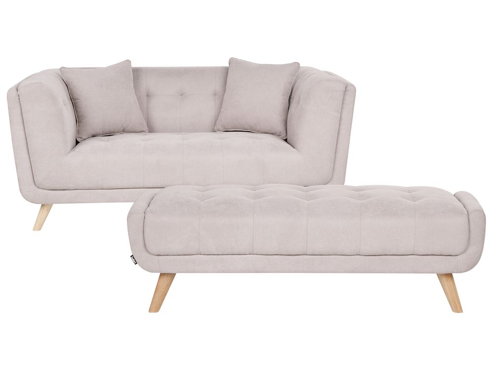 Sofa 2-Sitzer HABO mit Ottomane Stoff Taupe