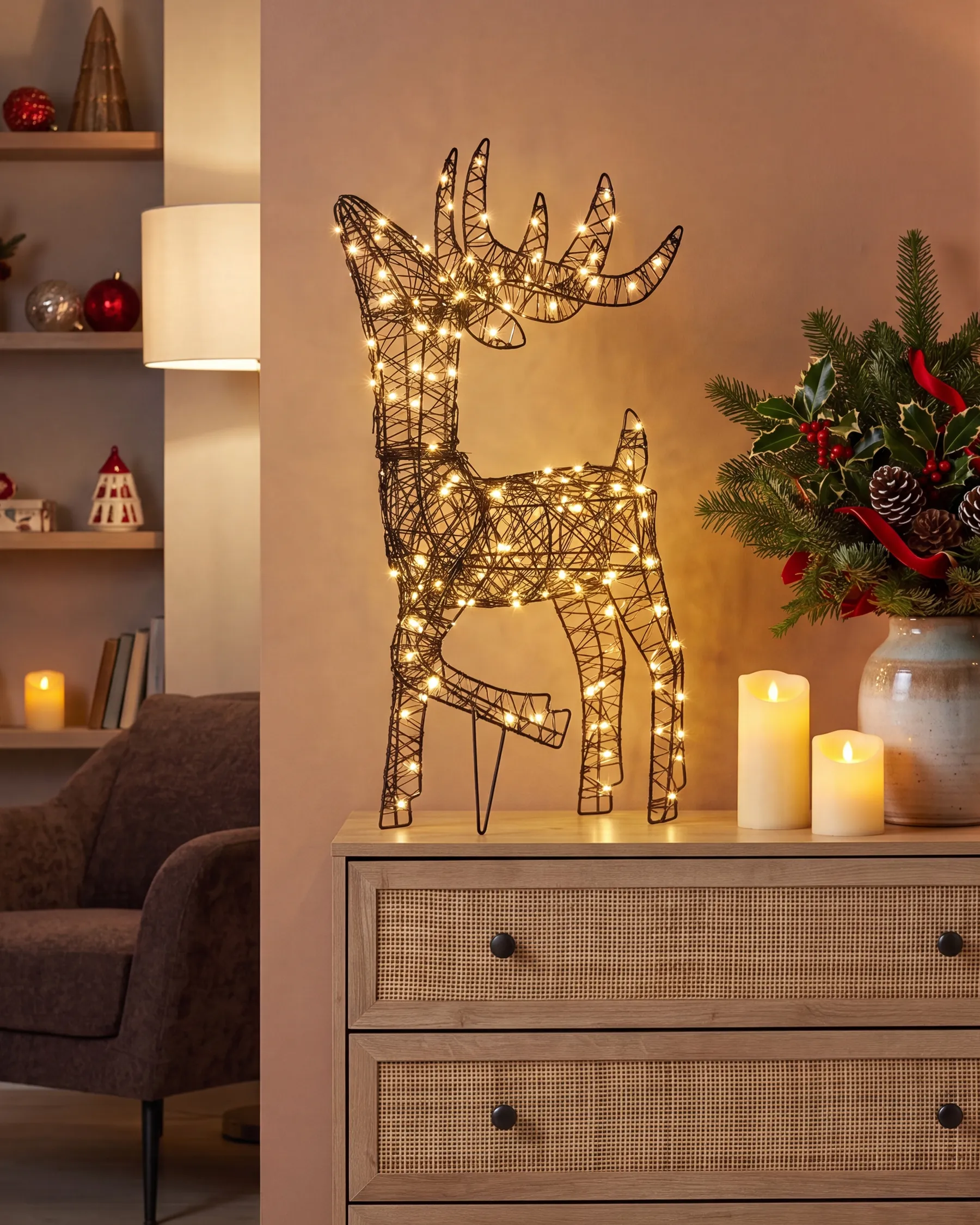 Outdoor Decoration LED RAVSJON 58 cm Reindeer Black_1020613