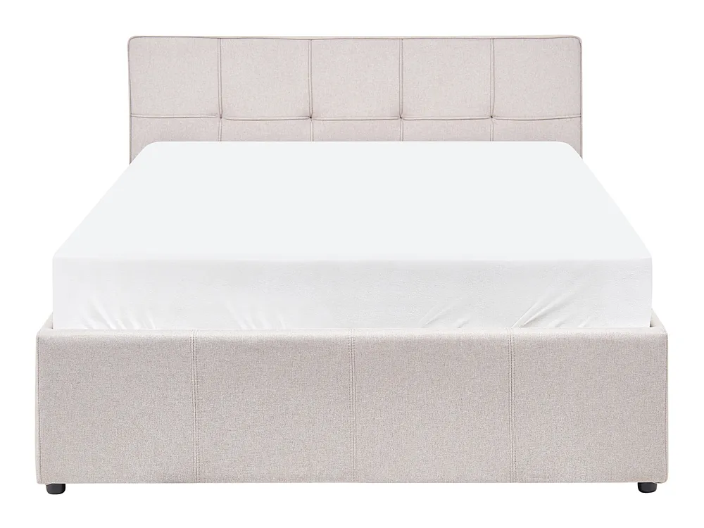 Sommier com arrumação LAURESSES Tecido Creme claro 120 x 200 cm_1150425