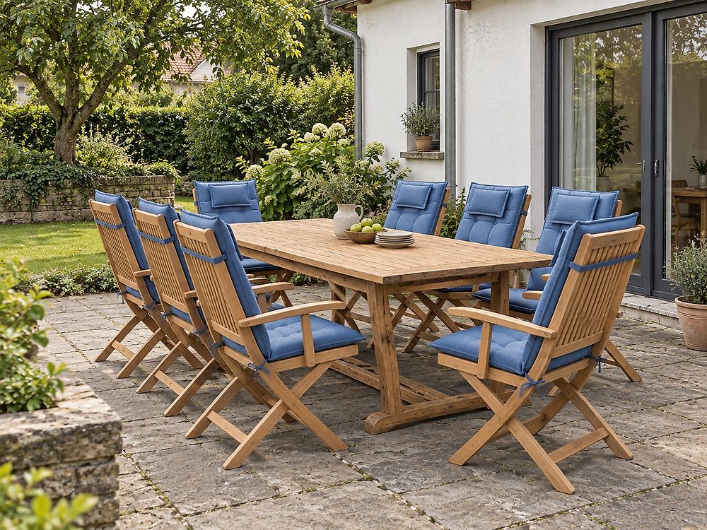 Set of 8 Back/Seat Cushions MAUI 40 x 54 cm Blue