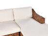 Garten Ecksofa Rattan naturfarben 3-Sitzer linksseitig Auflagen cremeweiss BRIATICO_928287