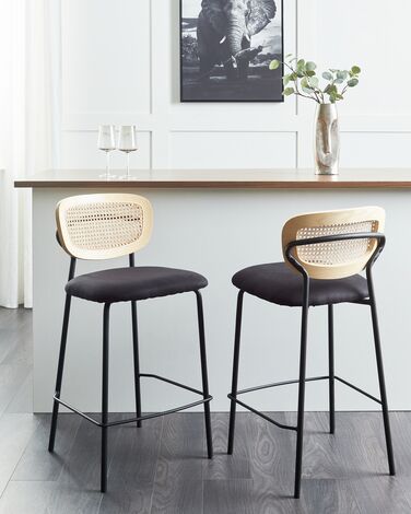 Set of 2 Fabric Bar Chairs Black MAYETTA