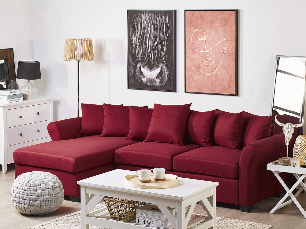 Red corner sofa discount