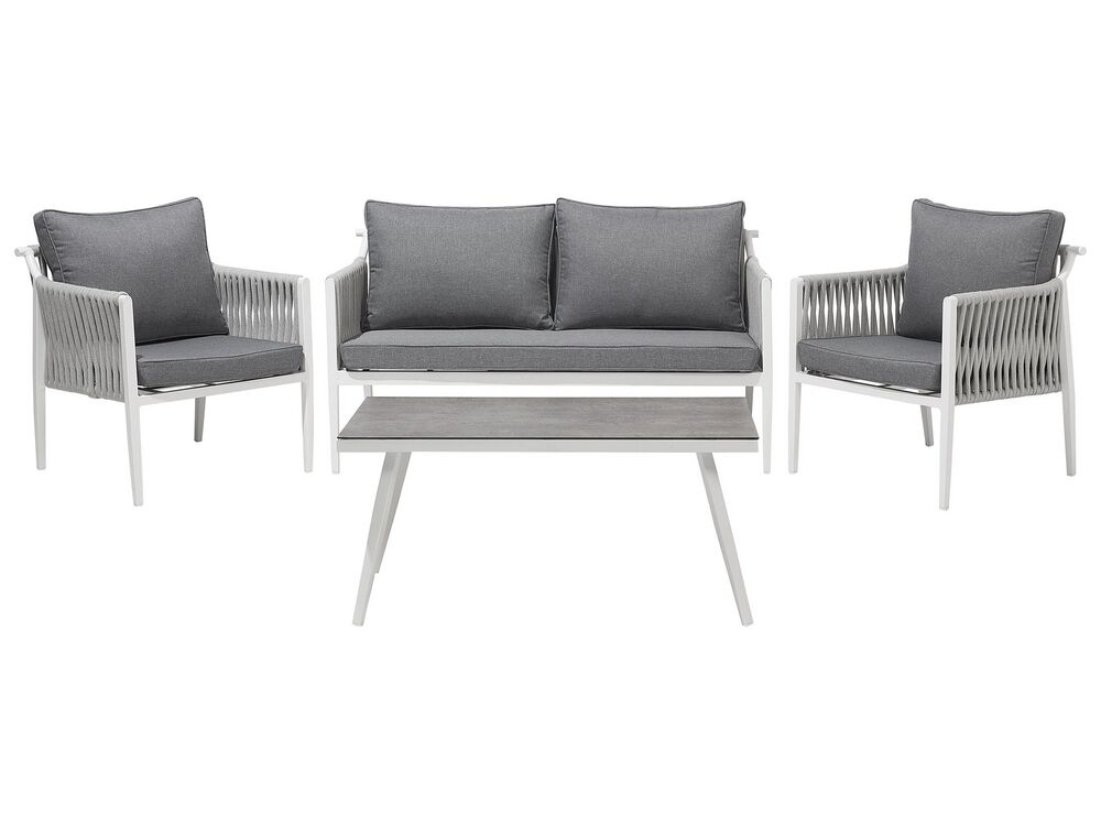 Lounge Set mit Tisch 4-Sitzer LATINA Metall Grau