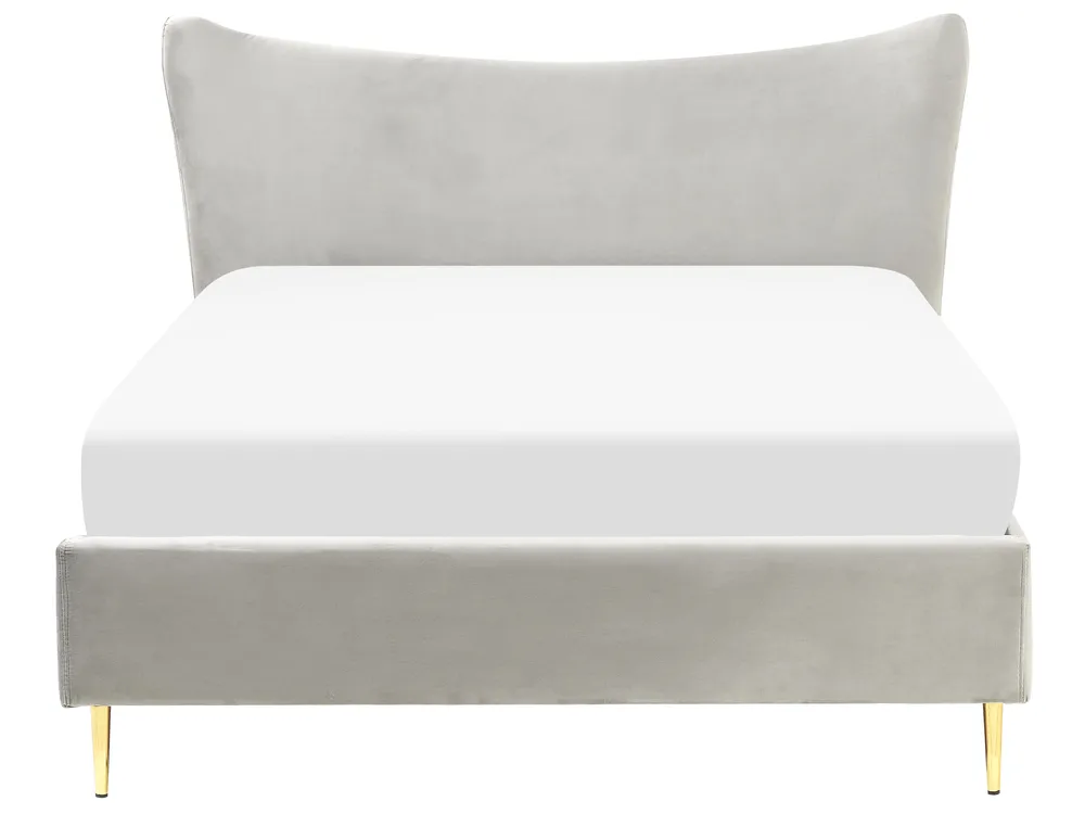 Bed Velvet CHALEIX 140 x 200 cm (EU Double) Light Grey_844537