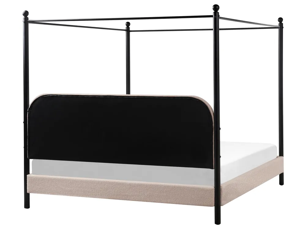 Four Poster Bed Boucle DANNEMOIS 180 x 200 cm (EU Super King) Taupe_961055