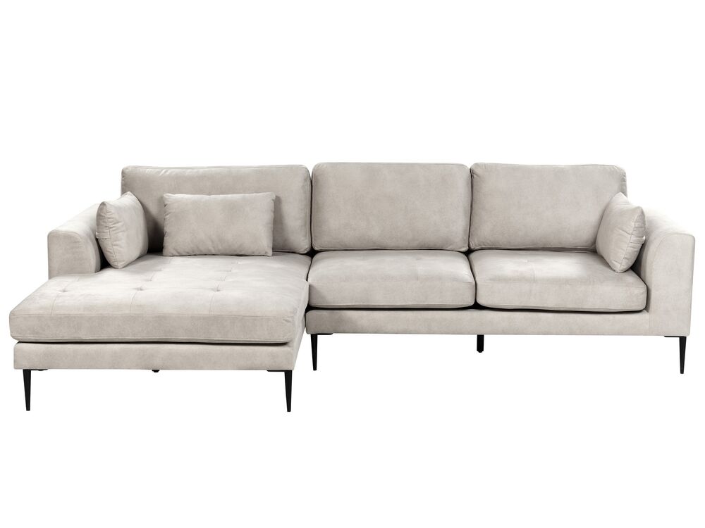 Velvet Right Hand Corner Sofa Light Grey FLAM Beliani