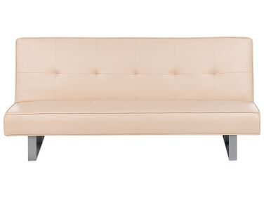 Sofa z funkcją spania skóra ekologiczna beżowa 189 cm DERBY mała