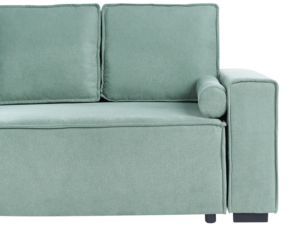 Corner Sofa Bed 3 Seater EDANE with Storage Fabric Light Green Right Hand_1057255