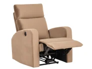 Electric Recliner Living Room Set 3 Seater VERDAL Velvet Light Brown_1081397