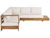 Left Hand 5 Seater Acacia Wood Garden Corner Sofa Set White MARETTIMO_834029