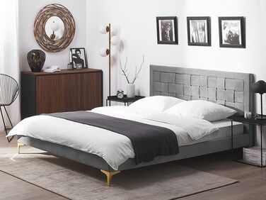 Velvet EU Super King Size Bed Grey LIMOUX