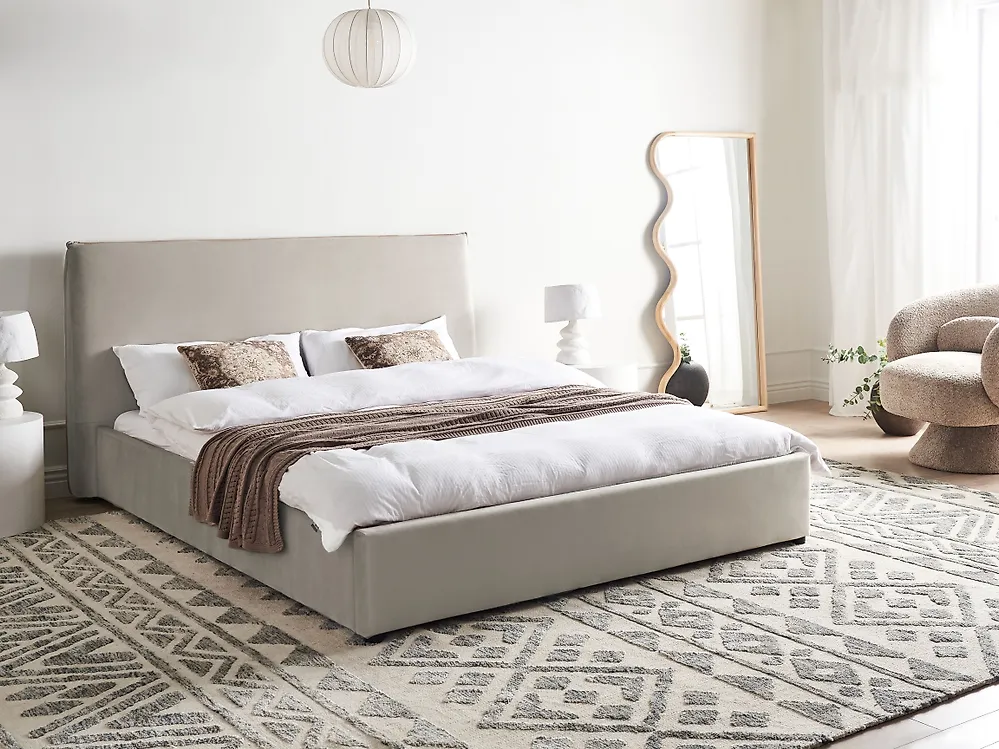 Cama Terciopelo LAVAUR 160 x 200 cm Gris pardo_1185553