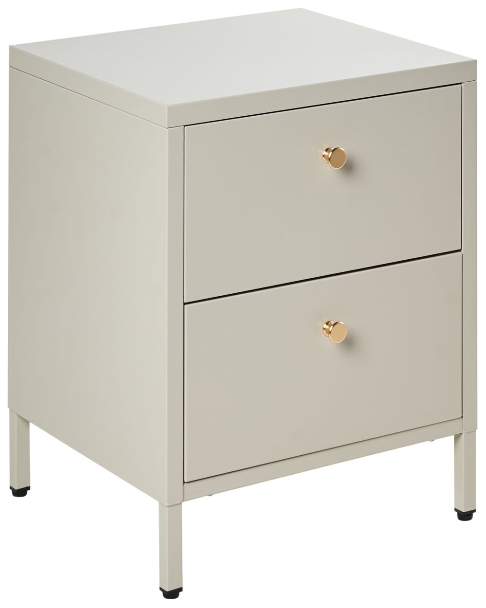 Table de nuit à 2 tiroirs KYLEA Métal Beige clair