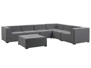 Divano angolare da giardino con pouf 7 posti AREZZO Modulare Grigio Lato Sinistro_778116