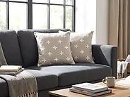 Set of 2 Decorative Cushions VELLEIA 45 x 45 cm Cotton Taupe Geometric Pattern_1183943