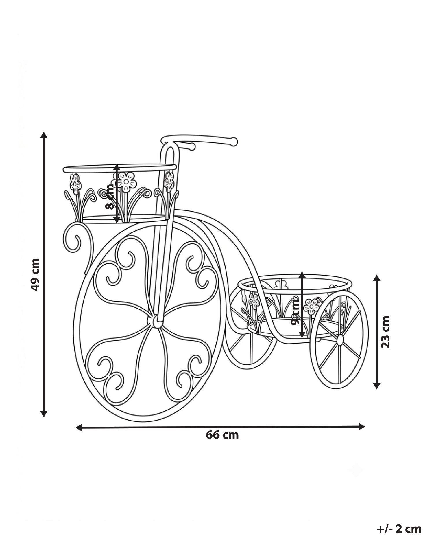 Kwietnik Rower WILDROSE 66 cm Metal Złamana biel_1093879