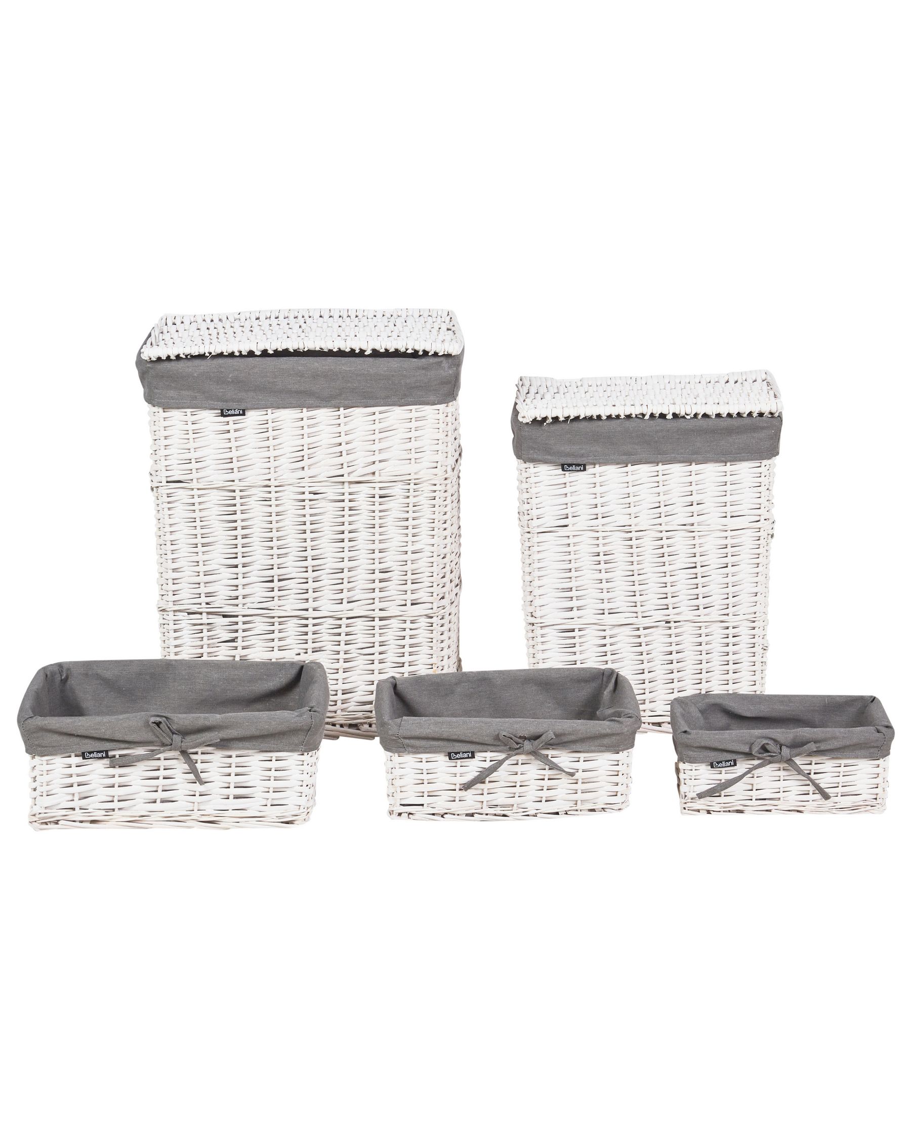 Set of 5 Willow Baskets White ELLA_939833