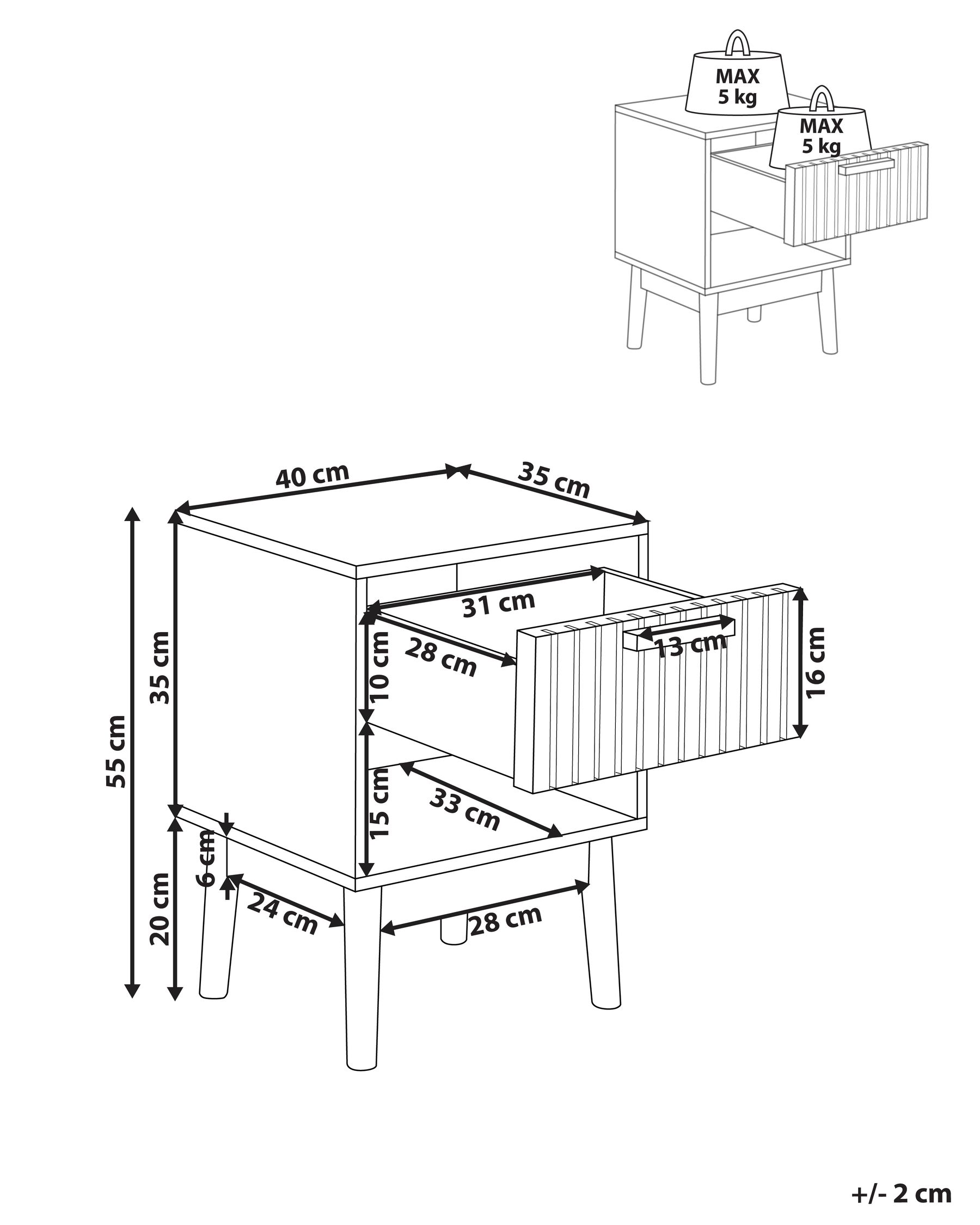 1 Drawer Bedside Table Light Wood LYNWOOD_945445