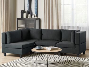 4-seters høyrevendt modulær sofa stoff svart UNSTAD