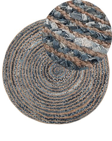 Okrúhly jutový koberec ⌀ 120 cm modrá/béžová MASLAK