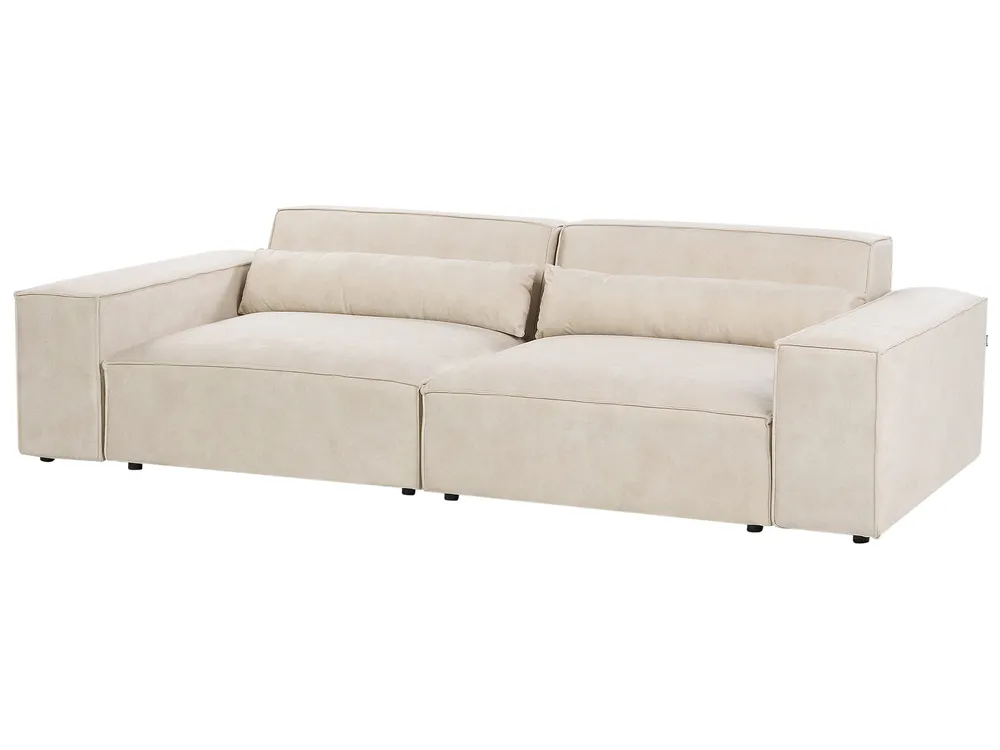 Modular Sofa 2 Seater HELLNAR with Ottoman Velvet Light Beige_910866