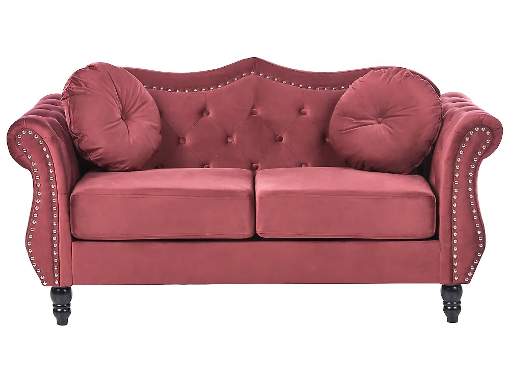 Sofa dla 2 osób SKIEN II Welur Bordowy