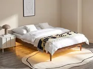 Bed with LED TOUCY 140 x 200 cm (EU Double) Brown Ash Wood_909688