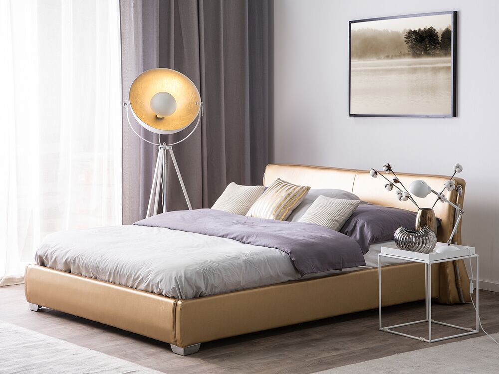 Bed Leather PARIS 180 x 200 cm (EU Super King) Gold