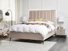 Zamatová posteľ s úložným priestorom 140 x 200 cm sivobéžová SEZANNE_892493