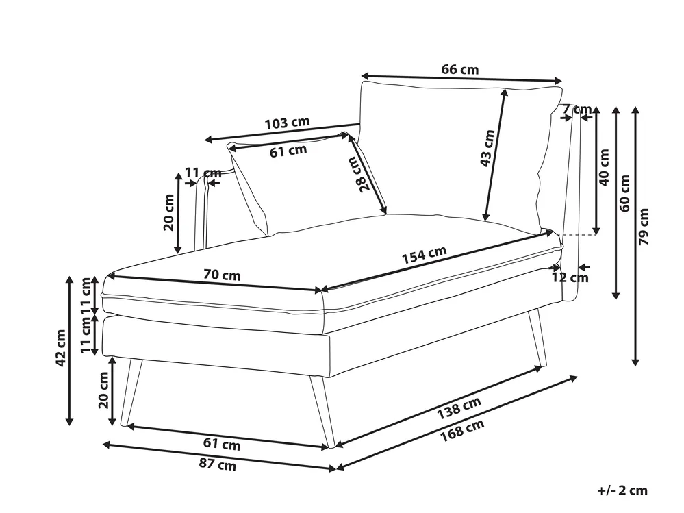Chaise longue versione destra YERRES Tessuto Arancione_1003726