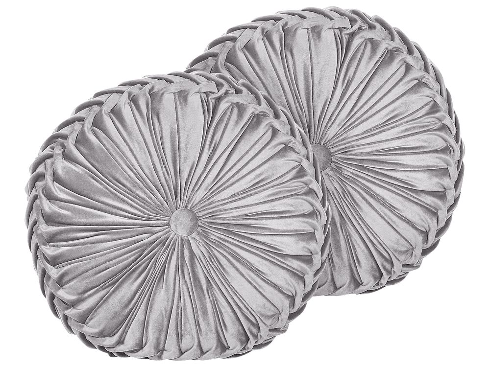 Set di 2 cuscini UDALA 40 x 40 cm Velluto Grigio Tinta unita
