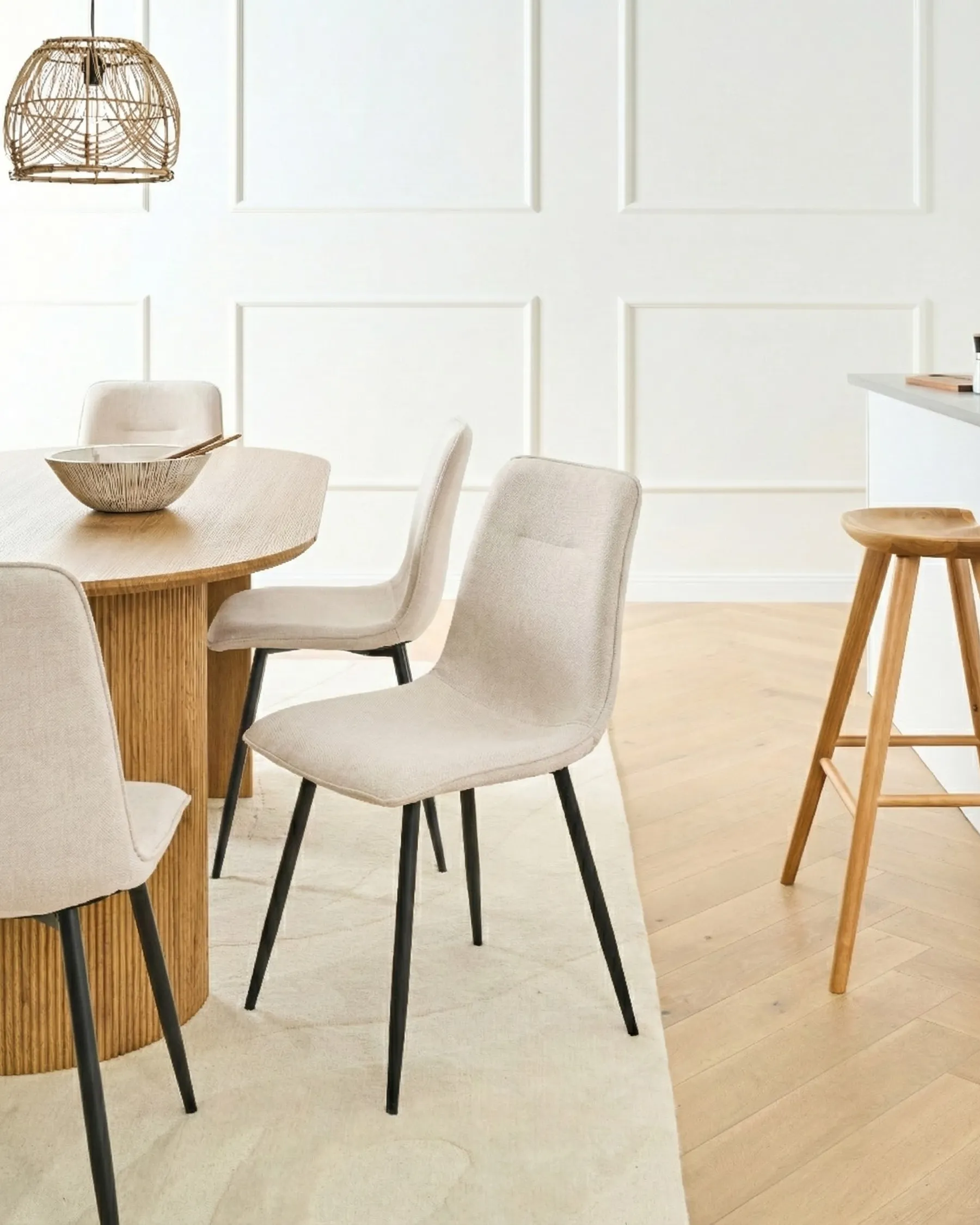 Set of 4 Dining Chairs TUSCOLA Fabric Light Beige_999512
