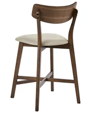 Set of 2 Bar Chairs HOLLY Wood Brown/ Beige_1060328