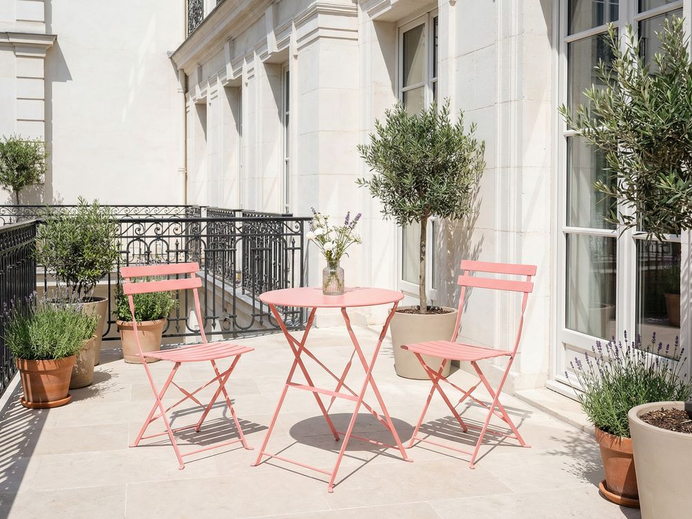 Bistro Set Folding FIORI Metal Coral
