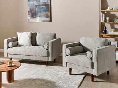 3 Seater Fabric Living Room Set Taupe NURMO