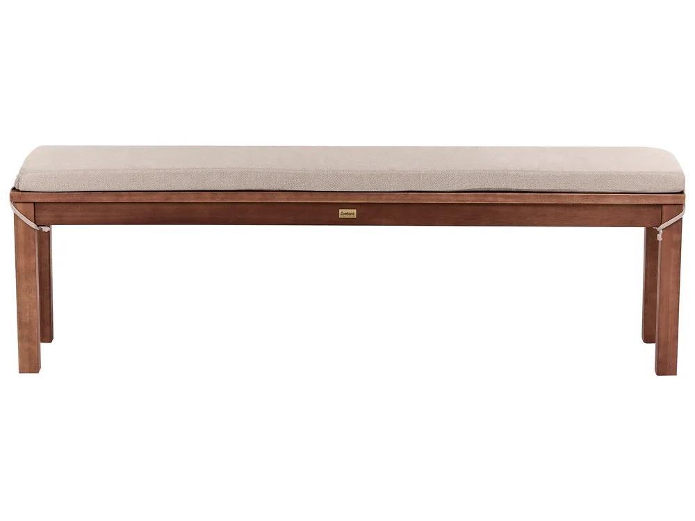 Garden Bench with Cushion TUSCANIA 160 cm Eucalyptus Wood Beige