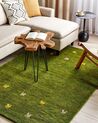 Vlněný koberec gabbeh 140 x 200 cm zelený YALAFI_855749