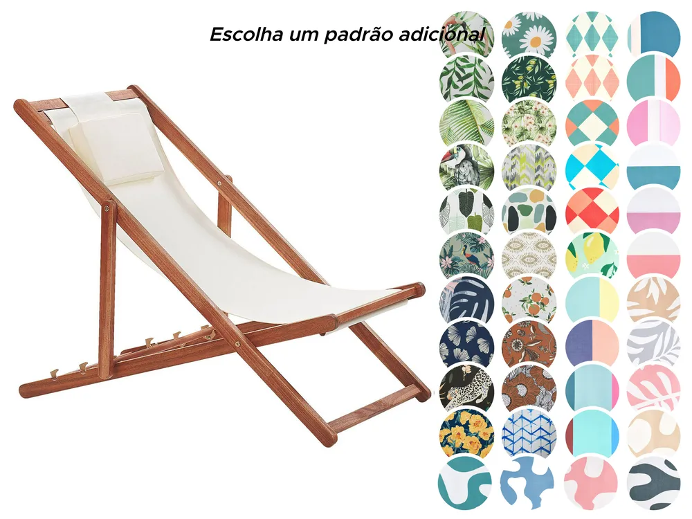 Cadeira de praia dobrável AVELLINO com tecidos de substituição Madeira de acácia Castanho escuro_860133
