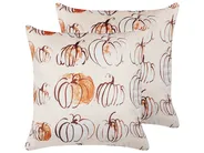Zestaw 2 poduszek dekoracyjnych CUCURBITA 45 x 45 cm Welur Beżowy Wzór roślinny_830069