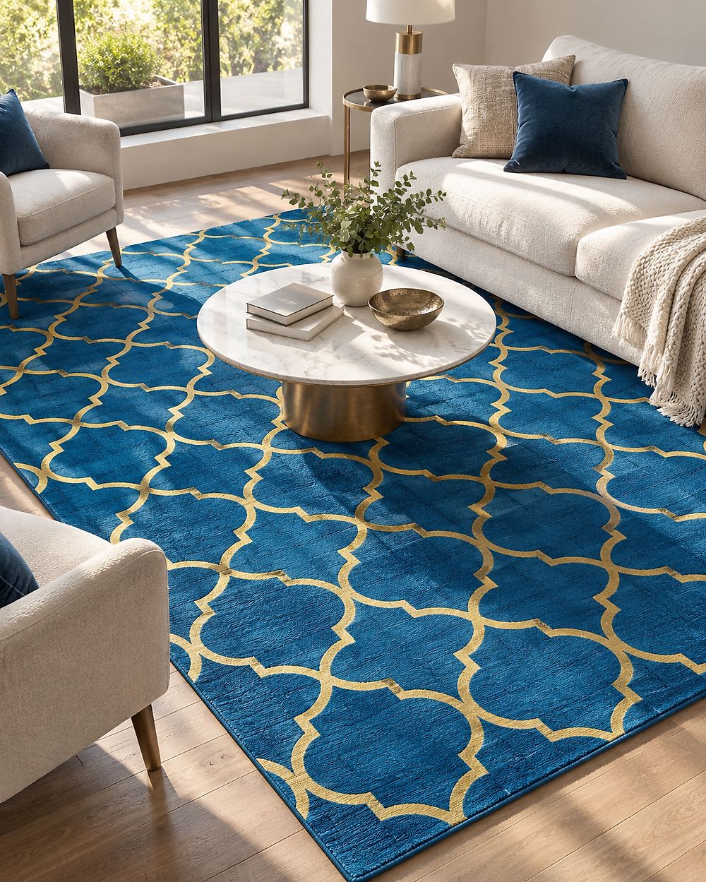 Tapis YELKI Bleu 160 x 230 cm Soie artificielle