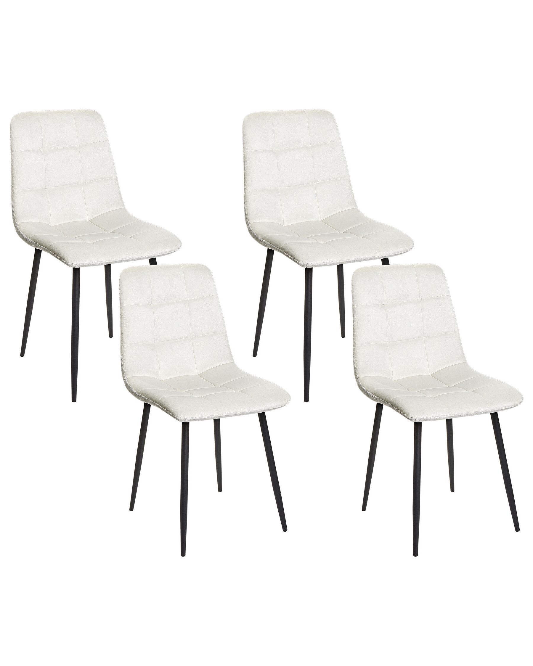 Lot de 4 chaises de salle à manger en velours blanc cassé POWELL_929238