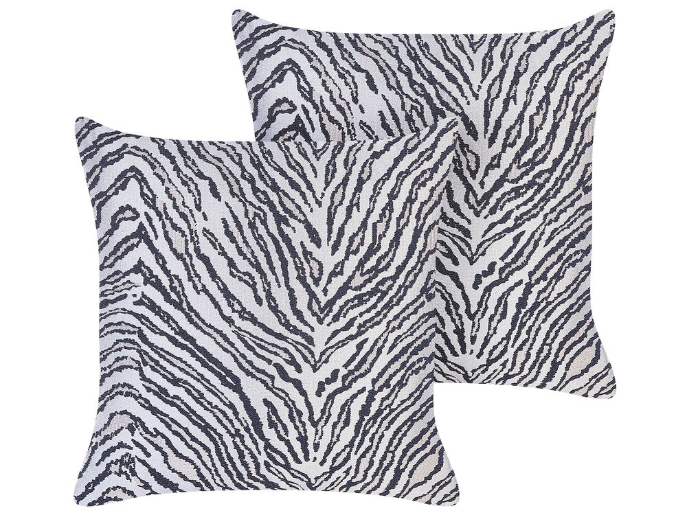 Set of 2 Decorative Cushions MANETTI 45 x 45 cm Black/ Light Grey Animal Pattern