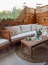 Salon de jardin 4 places en bois d'acacia coussins blancs côté droit CREMONA_857477