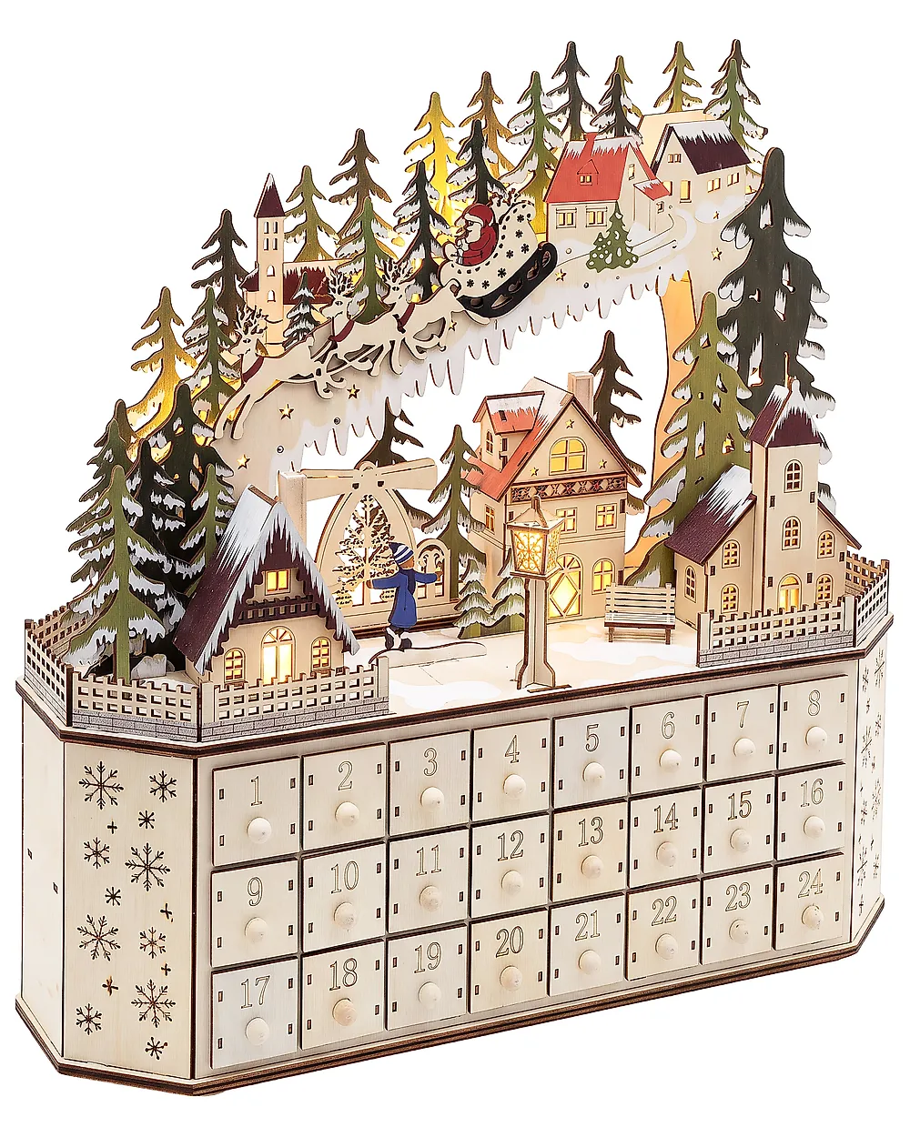 Weihnachtsdekoration LED JOKELA 45 cm Adventskalender Hellbraun