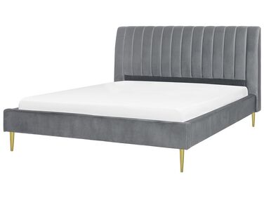 Zamatová posteľ 180 x 200 cm sivá MARVILLE