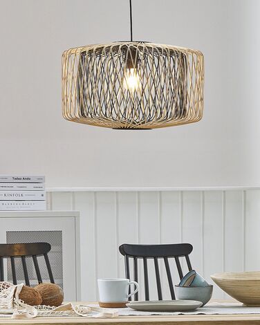 Bamboo Pendant Lamp Light Wood Black JAVARI