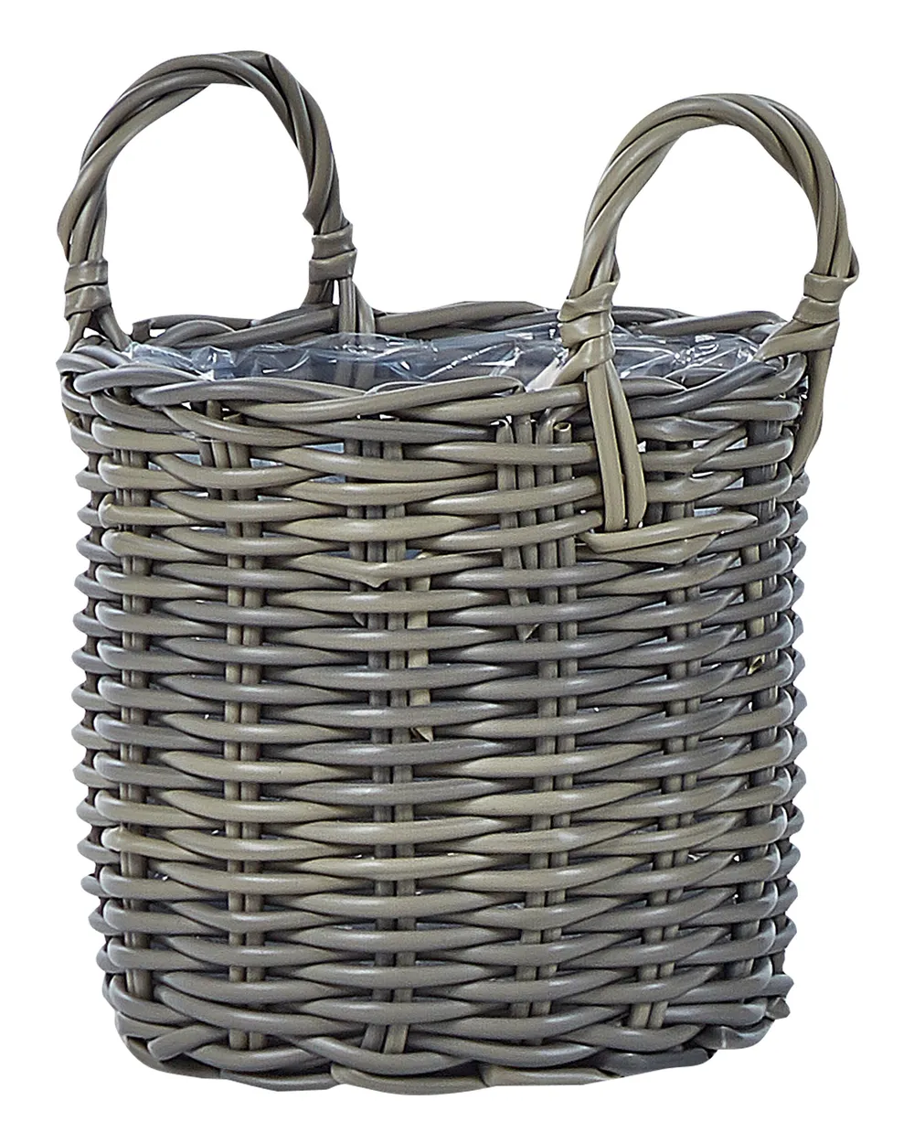 Zestaw 3 koszy na kwiaty NIKITI 29/35/40 cm Technorattan Beżowoszary_826532