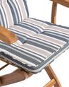 Set of 2 Garden Dining Chairs with Blue Stripes Cushion MAUI_722043