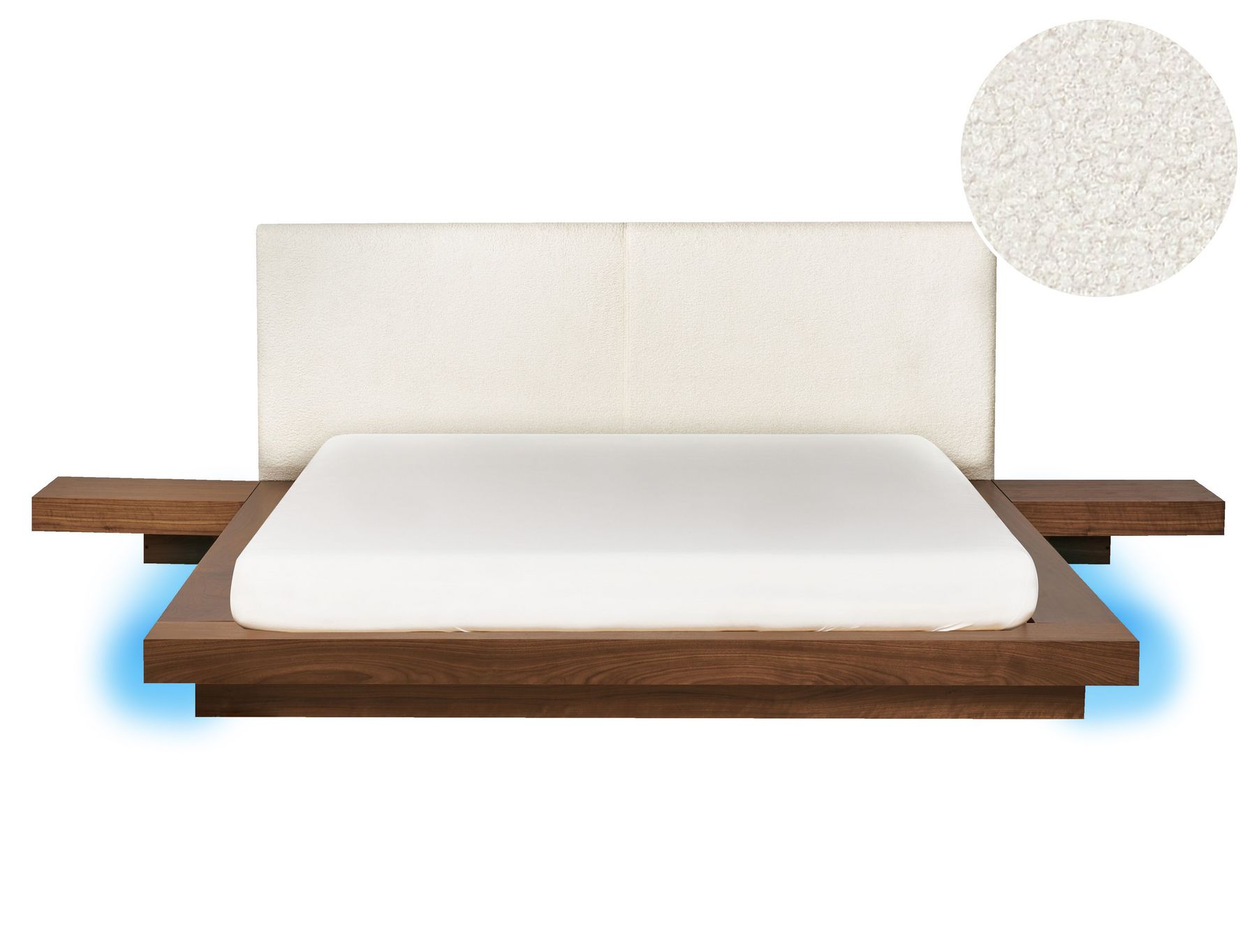 Bed met LED bouclé hoofdbord bruin 160 x 200 cm ZEN_931292